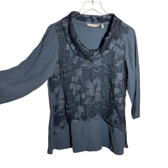 Soft Surroundings Ava Tunic top slate blue size lagenlook artsy pretty - Picture 2 of 9
